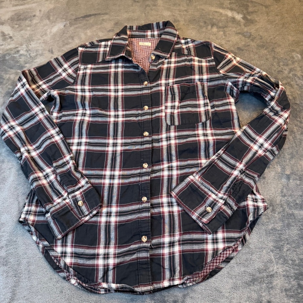 Hollister Plaid Flannel Shirt Women's Size Small Button Down Long‎ Sleeve